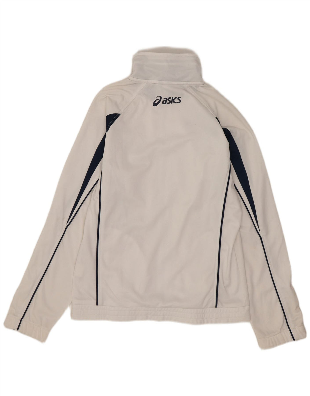 Asics Womens Tracksuit Top Jacket UK 10 Small White Colourblock Poliéster