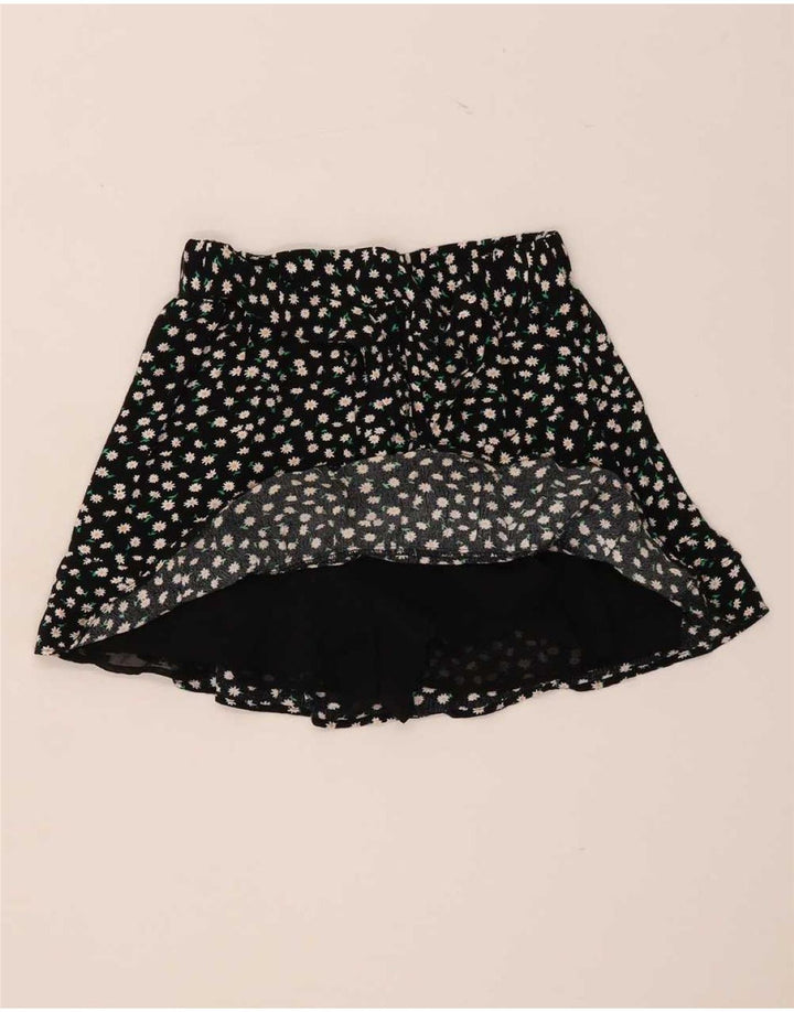 Zara Womens Skort UK 10 Pequeno Floral Preto
