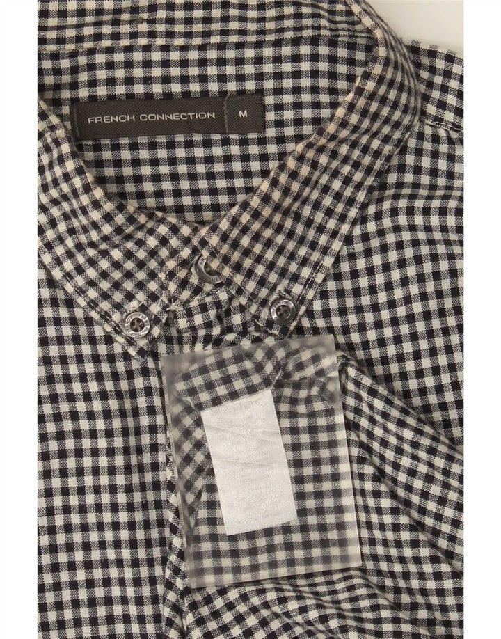 Camisa masculina French Connection de algodão guingão preto médio