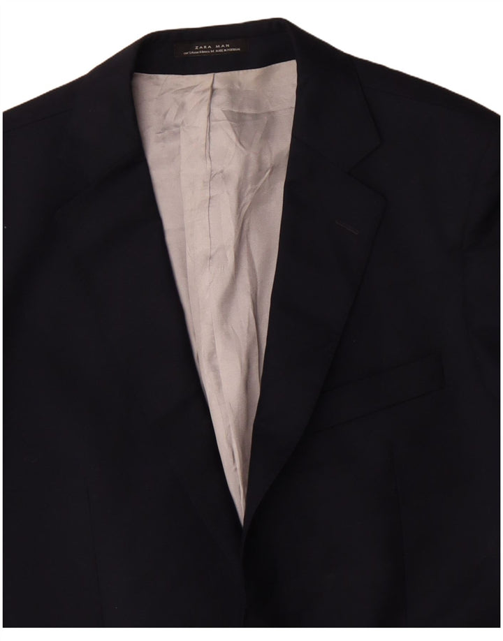 Jaqueta blazer masculina Zara com 2 botões EU 54 XL azul marinho