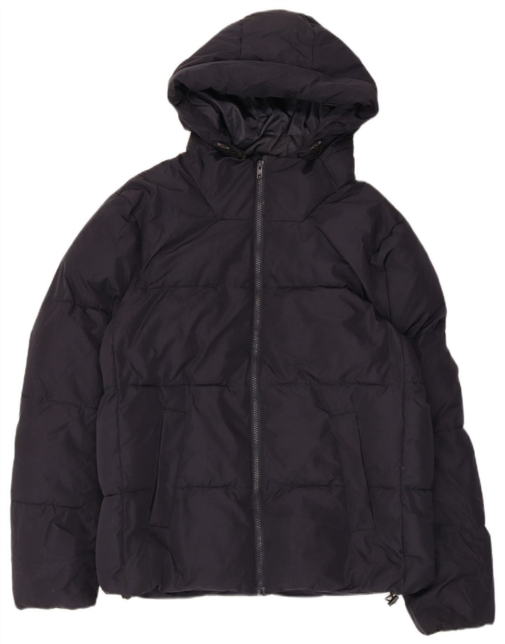 Jaqueta masculina acolchoada com capuz French Connection UK 38 azul marinho médio