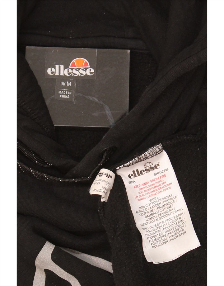 ELLESSE moletom com capuz gráfico masculino médio algodão preto
