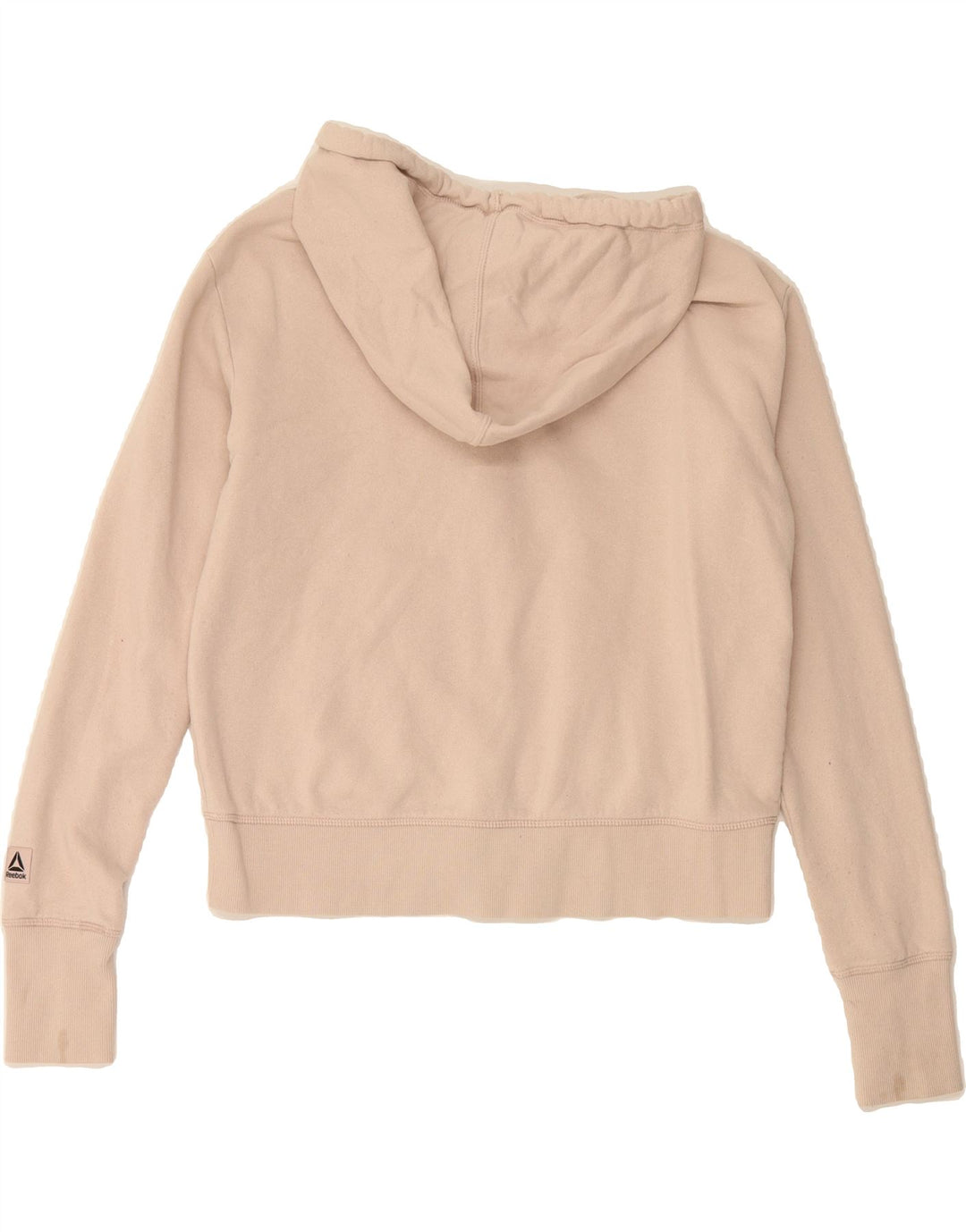 REEBOK Womens Oversized Zip Hoodie Sweater UK 6 XS Beige Cotton Vintage Reebok and Second-Hand Reebok from Messina Hembry 