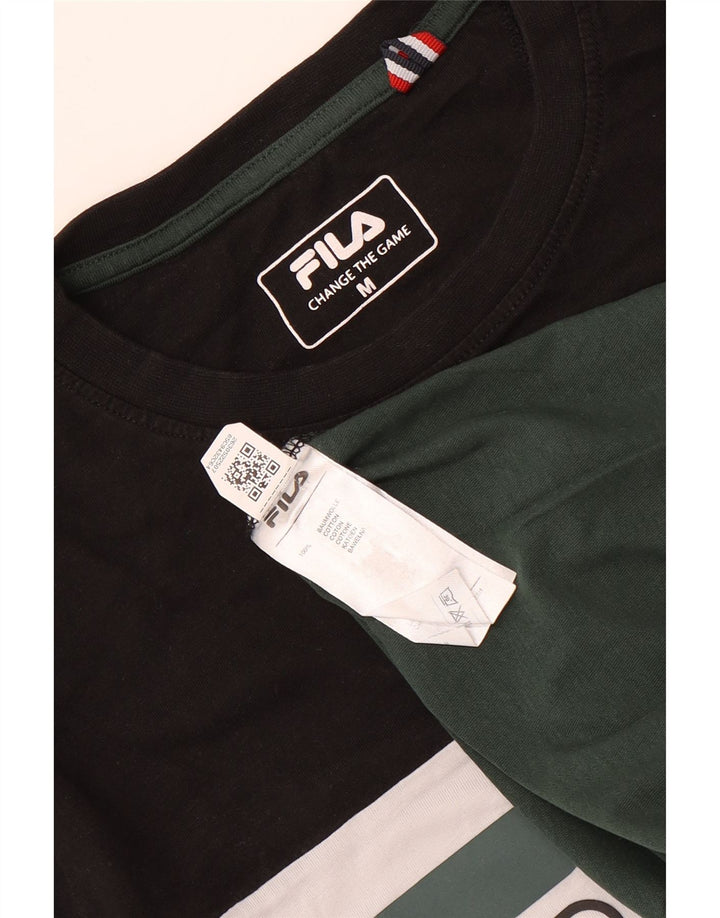 Fila Mens Graphic T-Shirt Top Médio Multicolorido Colorblock Algodão