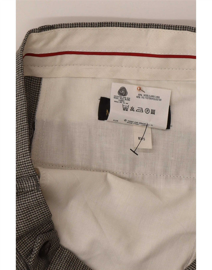 Calça casual masculina Marks & Spencer W34 L31 lã houndstooth preta