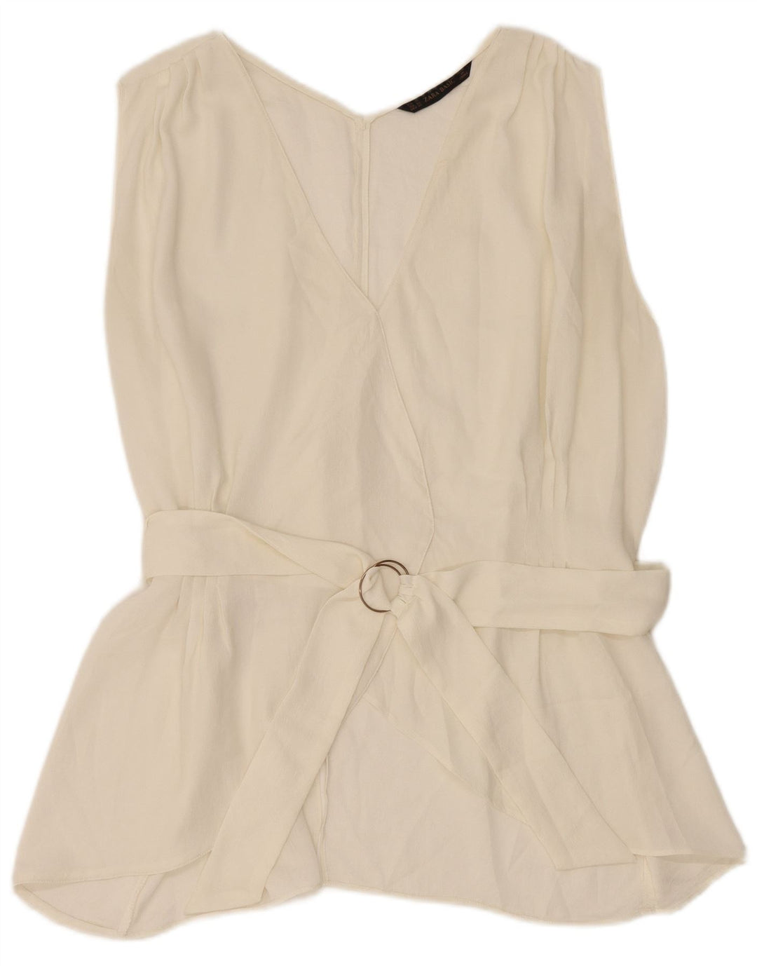 Blusa feminina sem mangas Zara Top UK 18 XL Branco