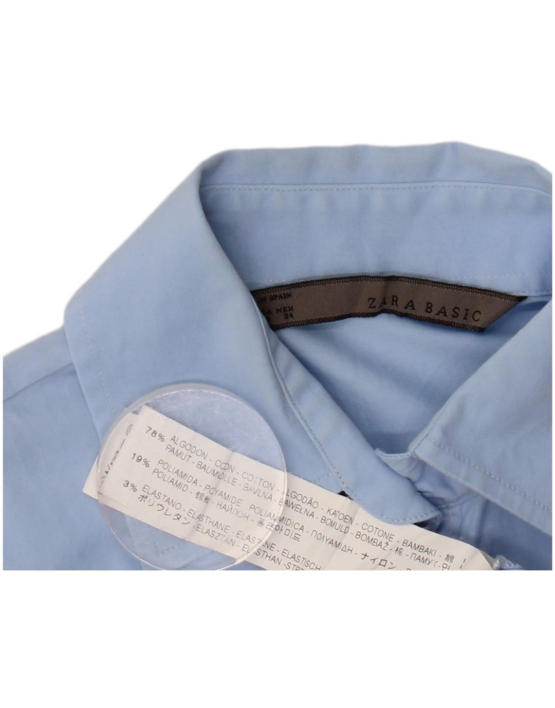 Body feminino de manga comprida ZARA UK 6 XS azul algodão