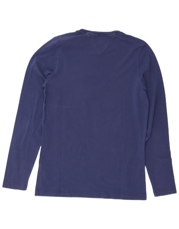 Tommy Hilfiger Mens Slim Fit Top Manga Longa Pequeno Algodão Azul