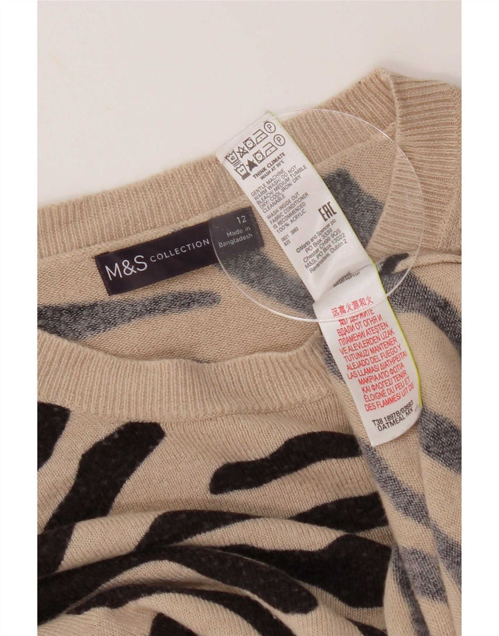 Suéter feminino Marks & Spencer com gola canoa Reino Unido 12 médio bege