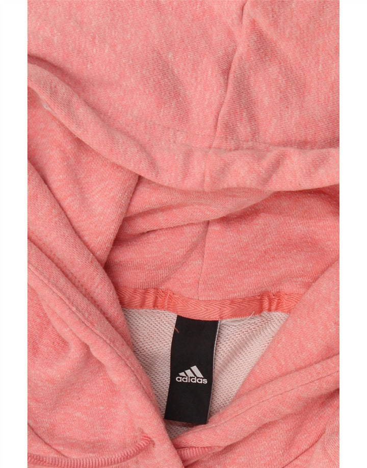 ADIDAS Womens Graphic Hoodie Jumper UK 10 Pequeno Rosa