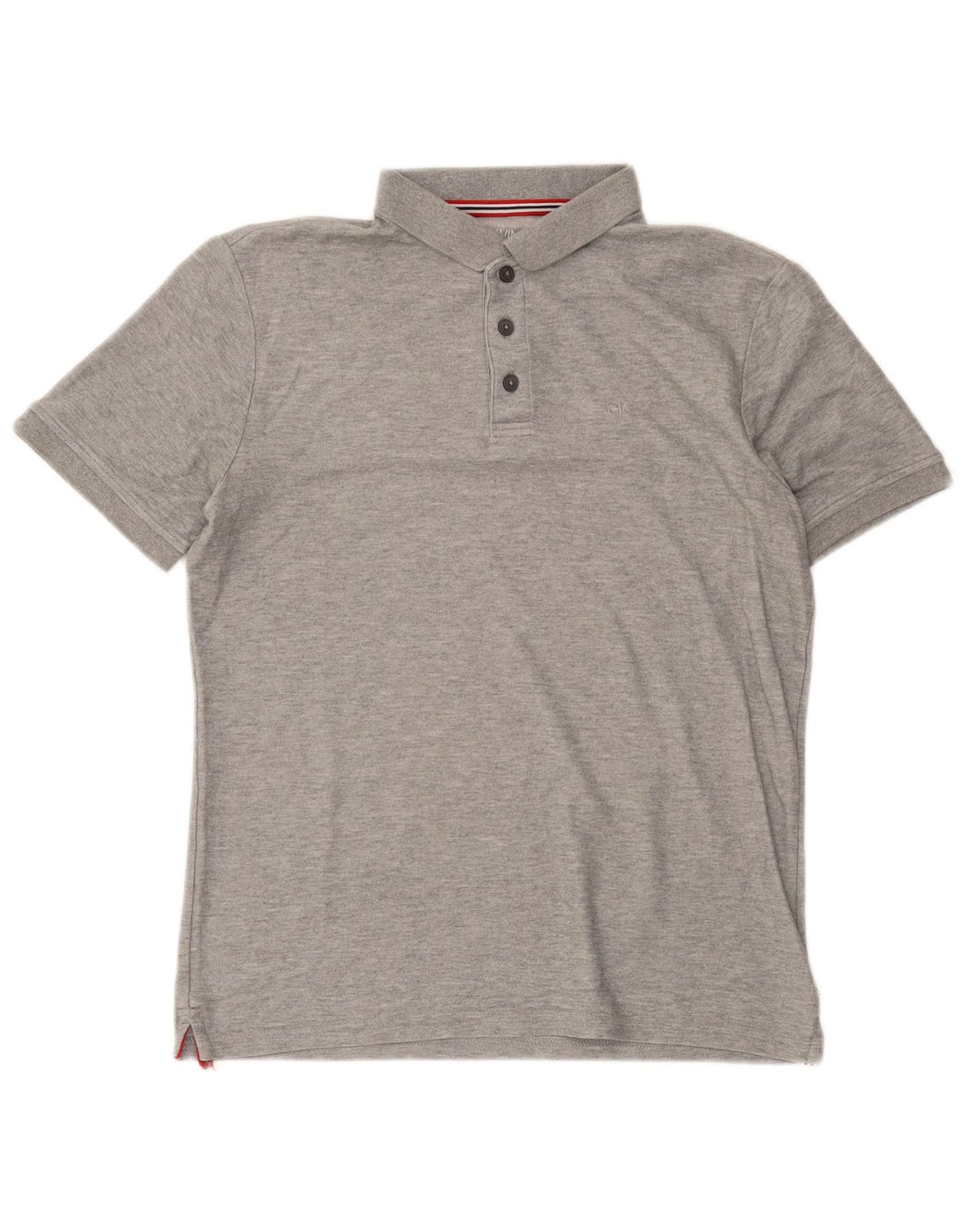 Camisa polo masculina de golfe Calvin Klein cinza médio manchado