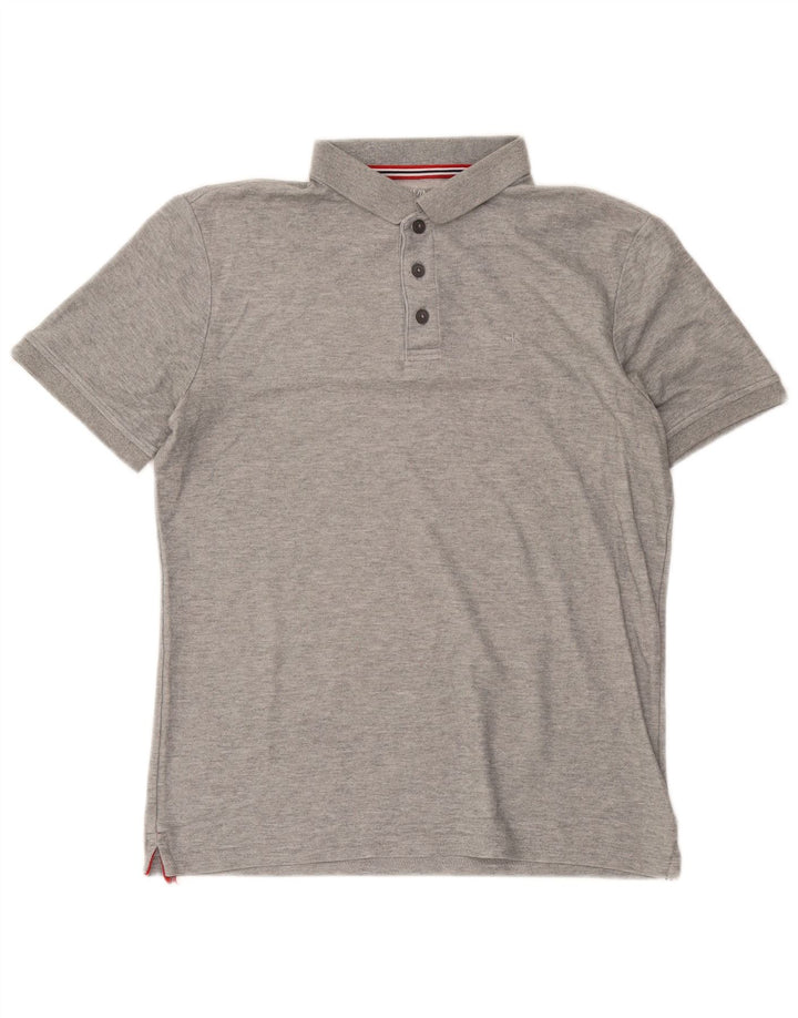 Camisa polo masculina de golfe Calvin Klein cinza médio manchado