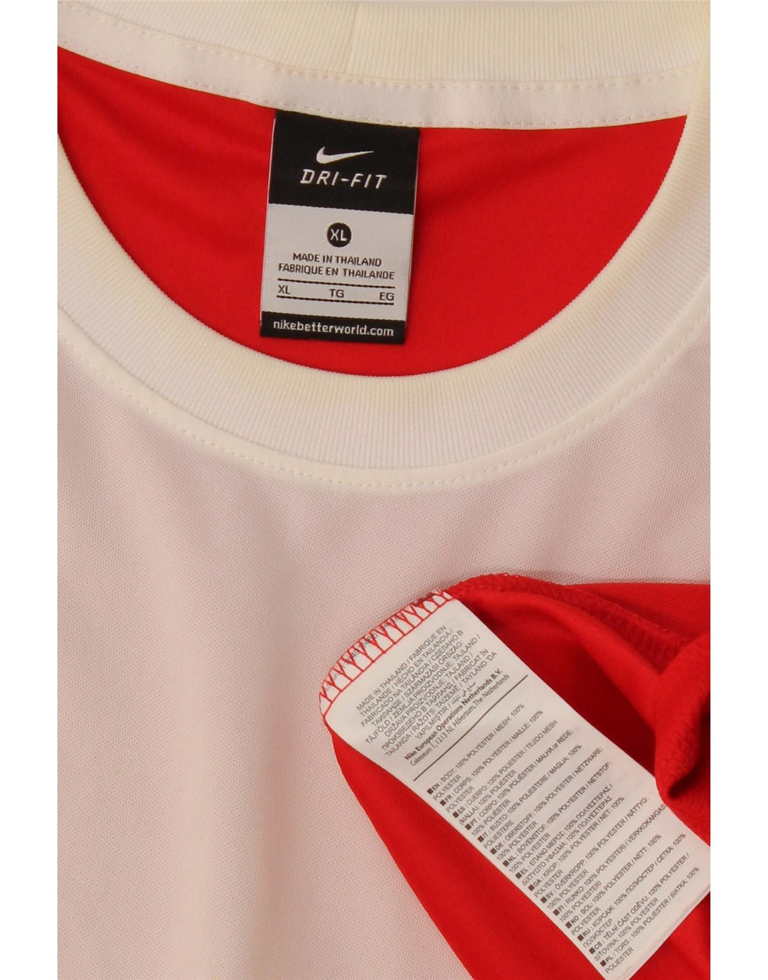 NIKE Masculino Dri Fit Top Manga Longa XL Vermelho Colourblock Poliéster