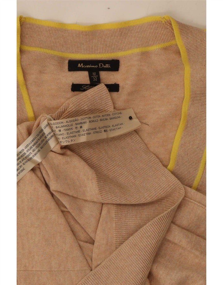 Suéter cardigã feminino Massimo Dutti Reino Unido 12 algodão manchado bege médio