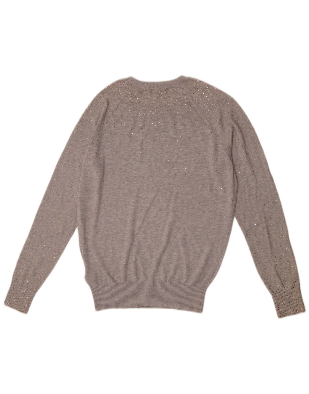 Suéter feminino Ted Baker com gola canoa tamanho 2 pequeno algodão manchado cinza