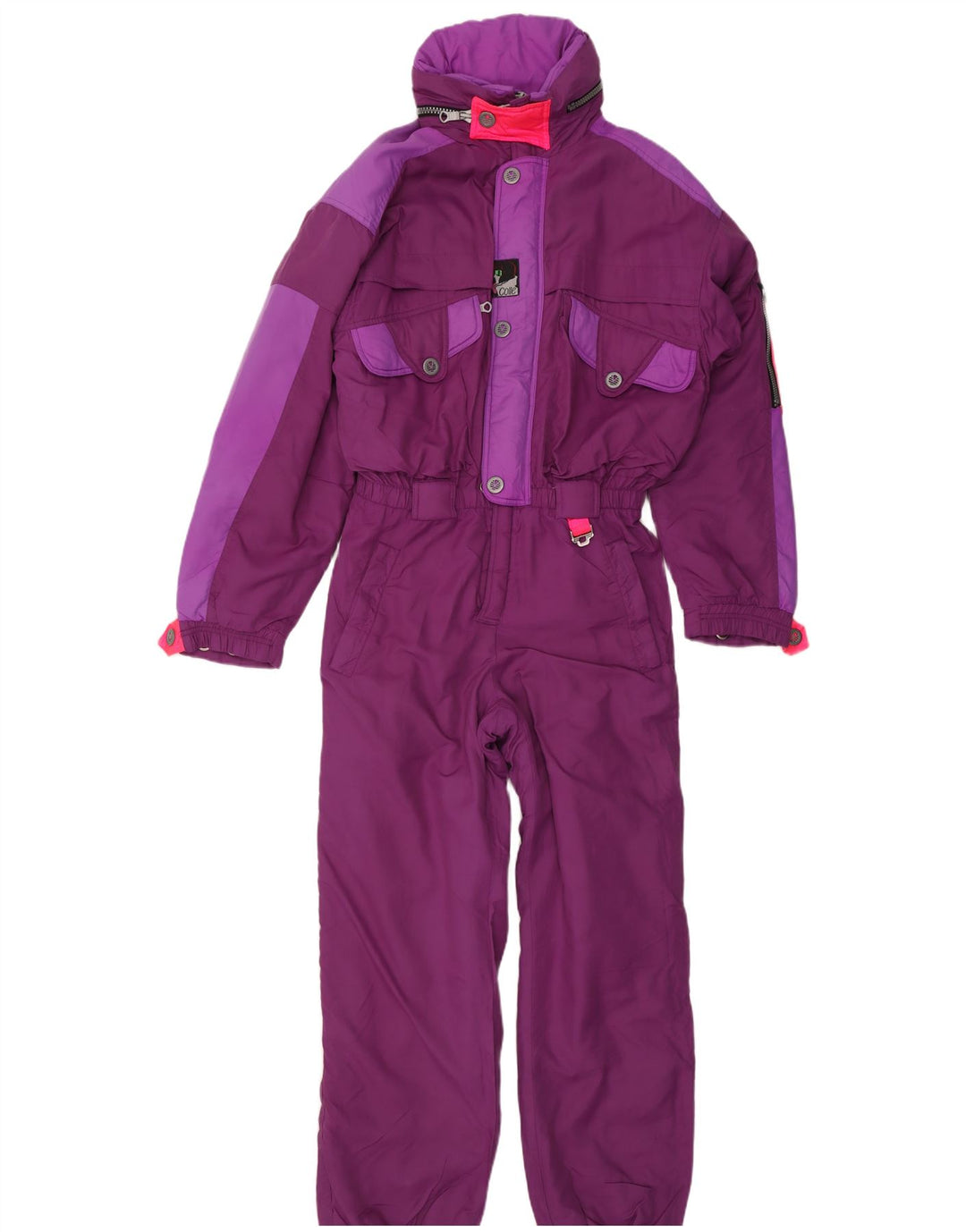 Macacão de esqui feminino Colle UK 12 bloco colorido roxo médio