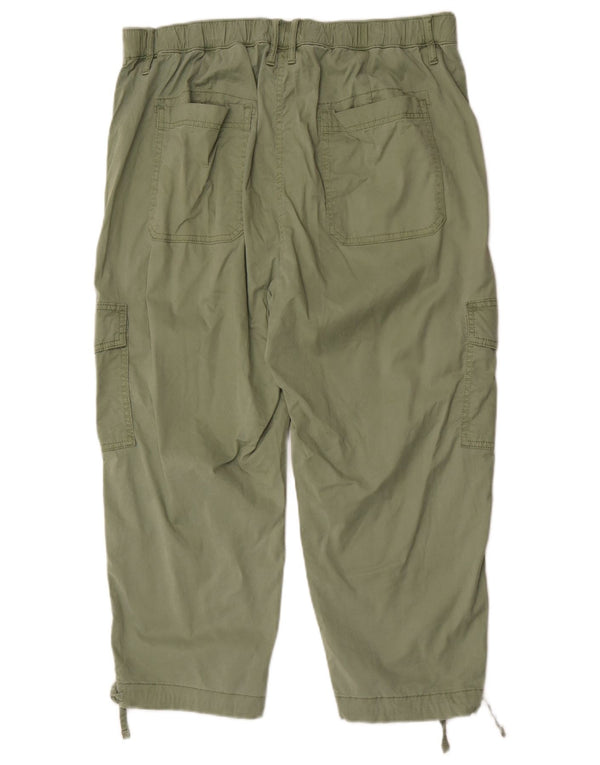 Marks & Spencer Womens Cargo Cropped Trousers UK 16 Large W34 L23 Khaki