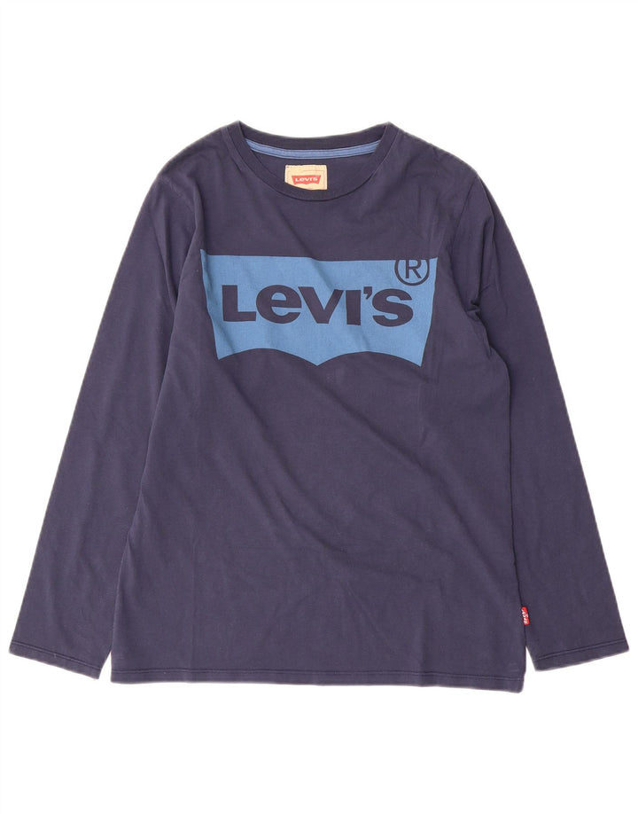 Top gráfico Levi's Boys manga comprida 13-14 anos azul marinho algodão