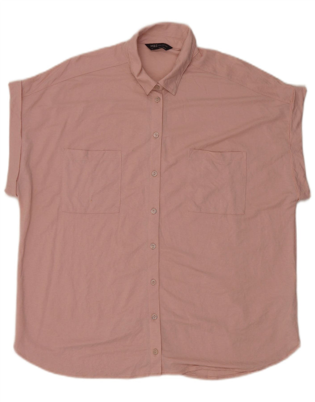 Camisa feminina Marks & Spencer de manga curta grande tamanho UK 14 grande rosa