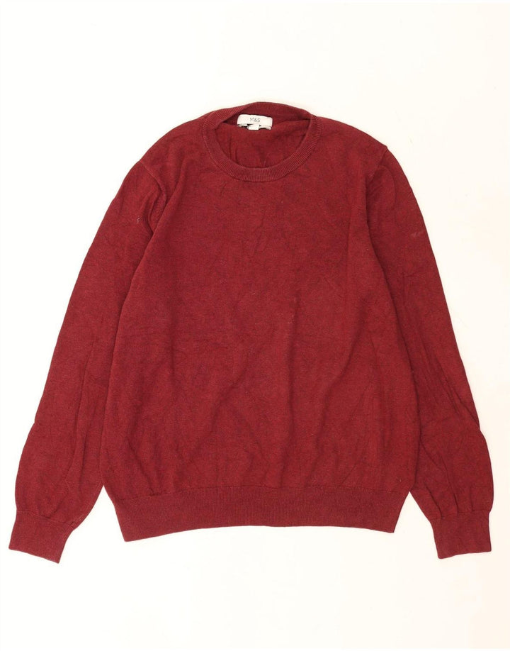 Suéter masculino Marks & Spencer com gola redonda XL de algodão vermelho