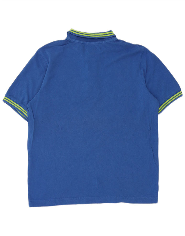 Camisa polo masculina Kappa pequena listrada azul de algodão