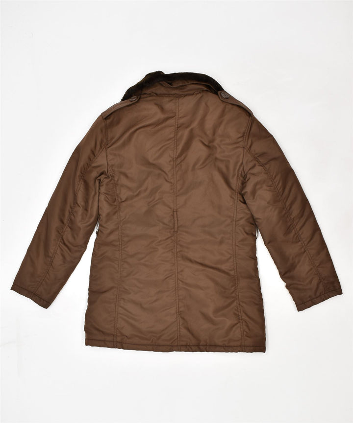 RDS Womens Pea Coat UK 16 Large Brown Polyamide | Vintage | Thrift | Second-Hand | Used Clothing | Messina Hembry 