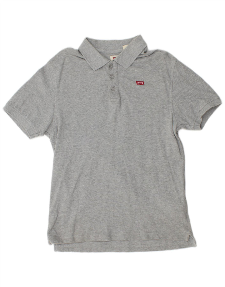 Camisa polo masculina Levi's pequena cinza algodão