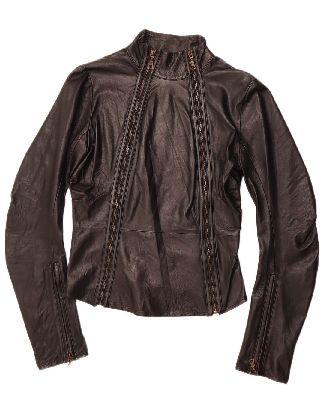 Jaqueta feminina de couro cropped NOLITA Reino Unido 8 pequena preta