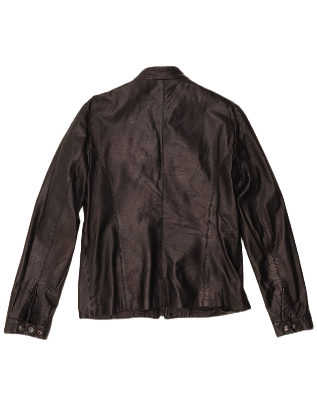 Jaqueta de couro feminina vintage IT 46 grande couro preto