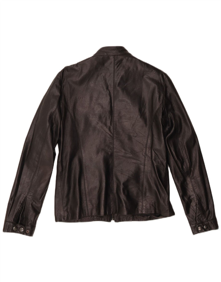 Jaqueta de couro feminina vintage IT 46 grande couro preto