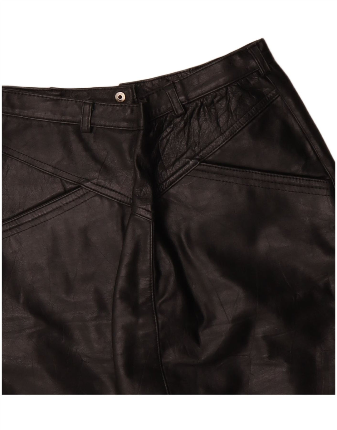 Saia lápis feminina vintage de couro W26 pequena preta