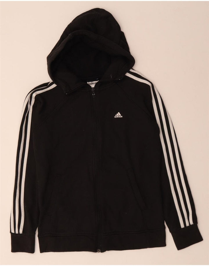Adidas Womens Climalite Zip Hoodie Sweater UK 8/10 Pequeno Algodão Preto