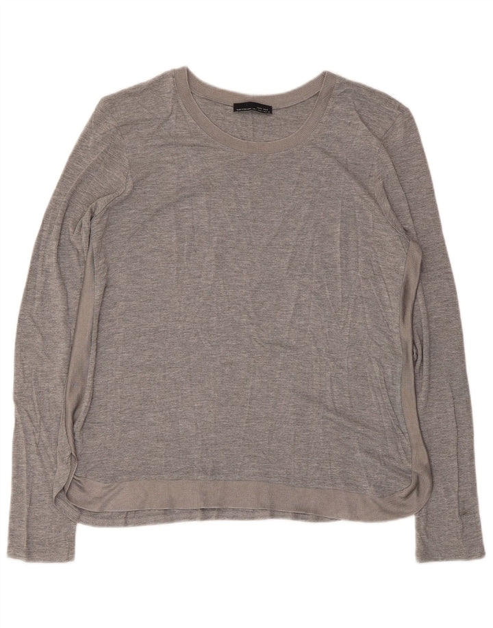 Top feminino Zara de manga comprida UK 16 grande cinza manchado