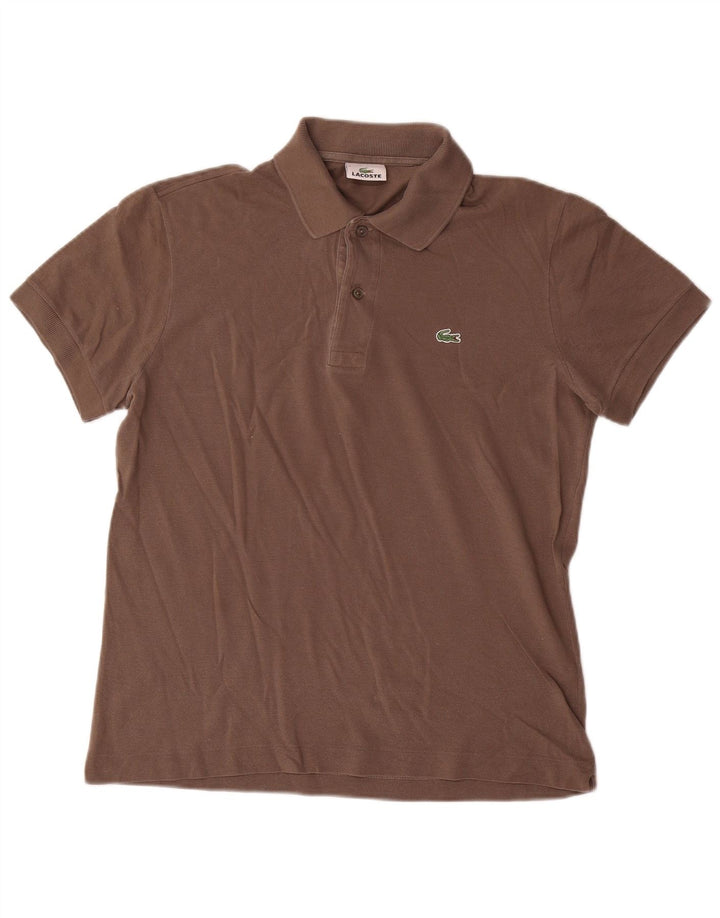Camisa polo masculina Lacoste tamanho 3 pequeno algodão marrom