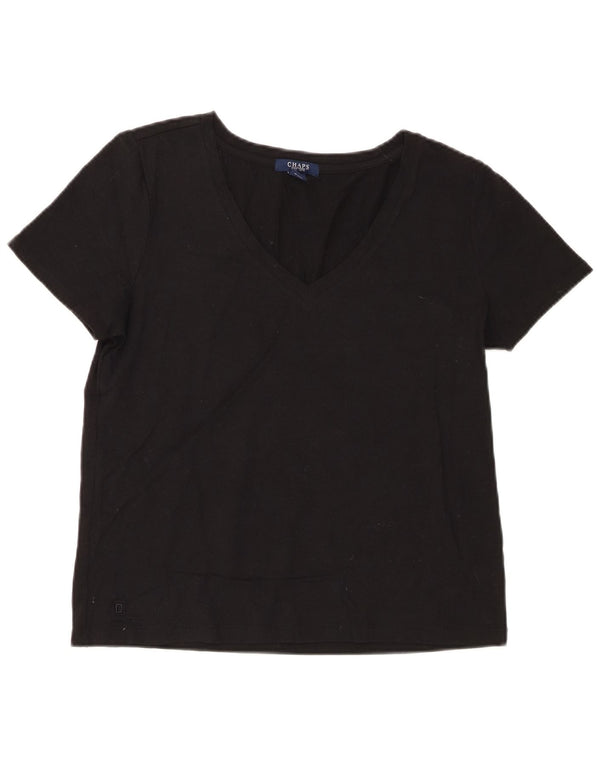 Camiseta feminina Chaps UK 14 grande algodão preto