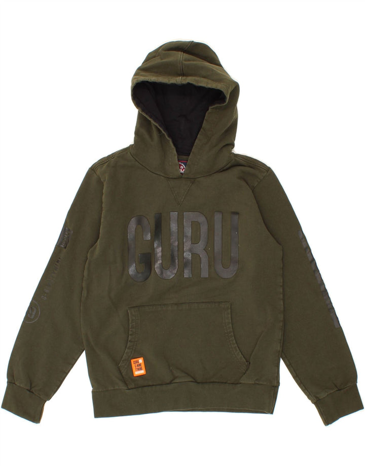 GURU Boys Graphic Hoodie Jumper 11-12 Years Green Cotton Vintage Guru and Second-Hand Guru from Messina Hembry 