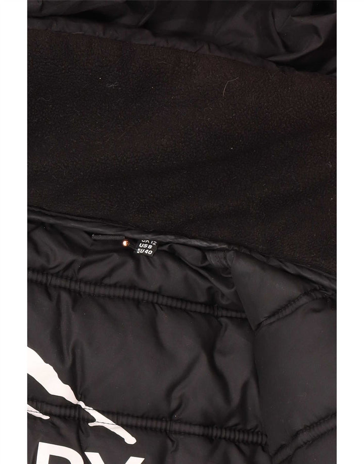 Casaco acolchoado com capuz feminino Superdry UK 12 poliéster preto médio