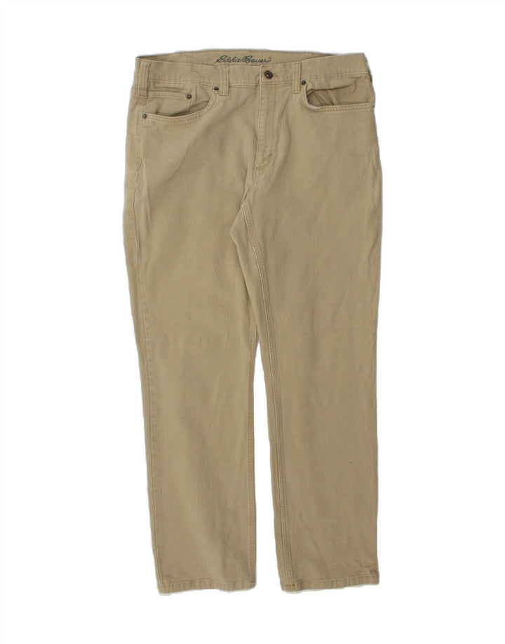 EDDIE BAUER Mens Straight Casual Trousers W36 L30 Khaki Cotton Vintage Eddie Bauer and Second-Hand Eddie Bauer from Messina Hembry 