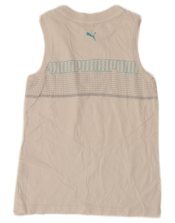 Colete gráfico Puma Boys Top 9-10 anos branco manchado