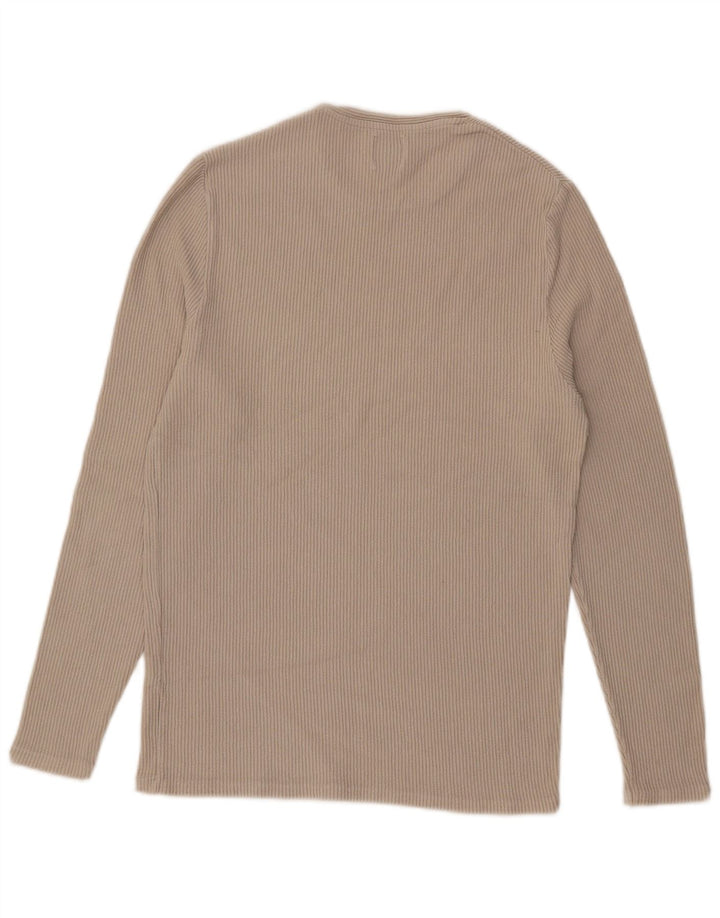 Zara Top masculino manga longa algodão bege médio