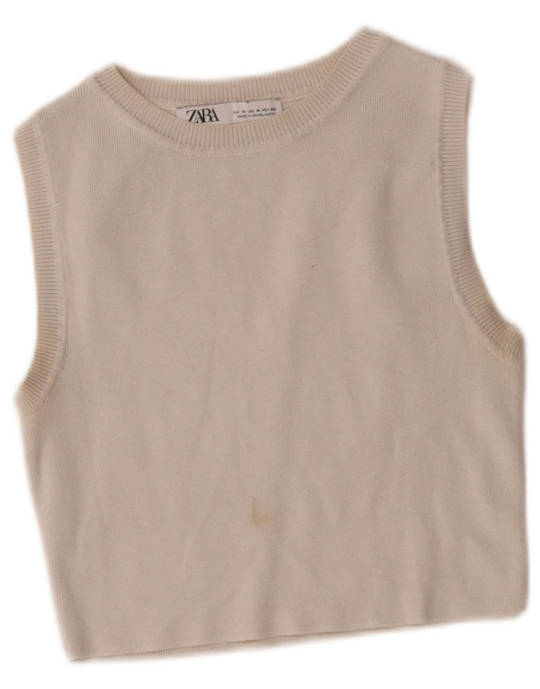 Zara Womens Crop Vest Top UK 12 Médio Off White