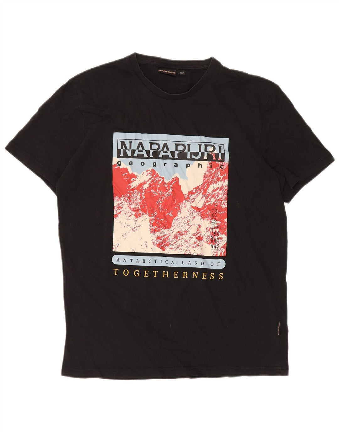 Camiseta masculina gráfica Napapijri Top médio algodão preto