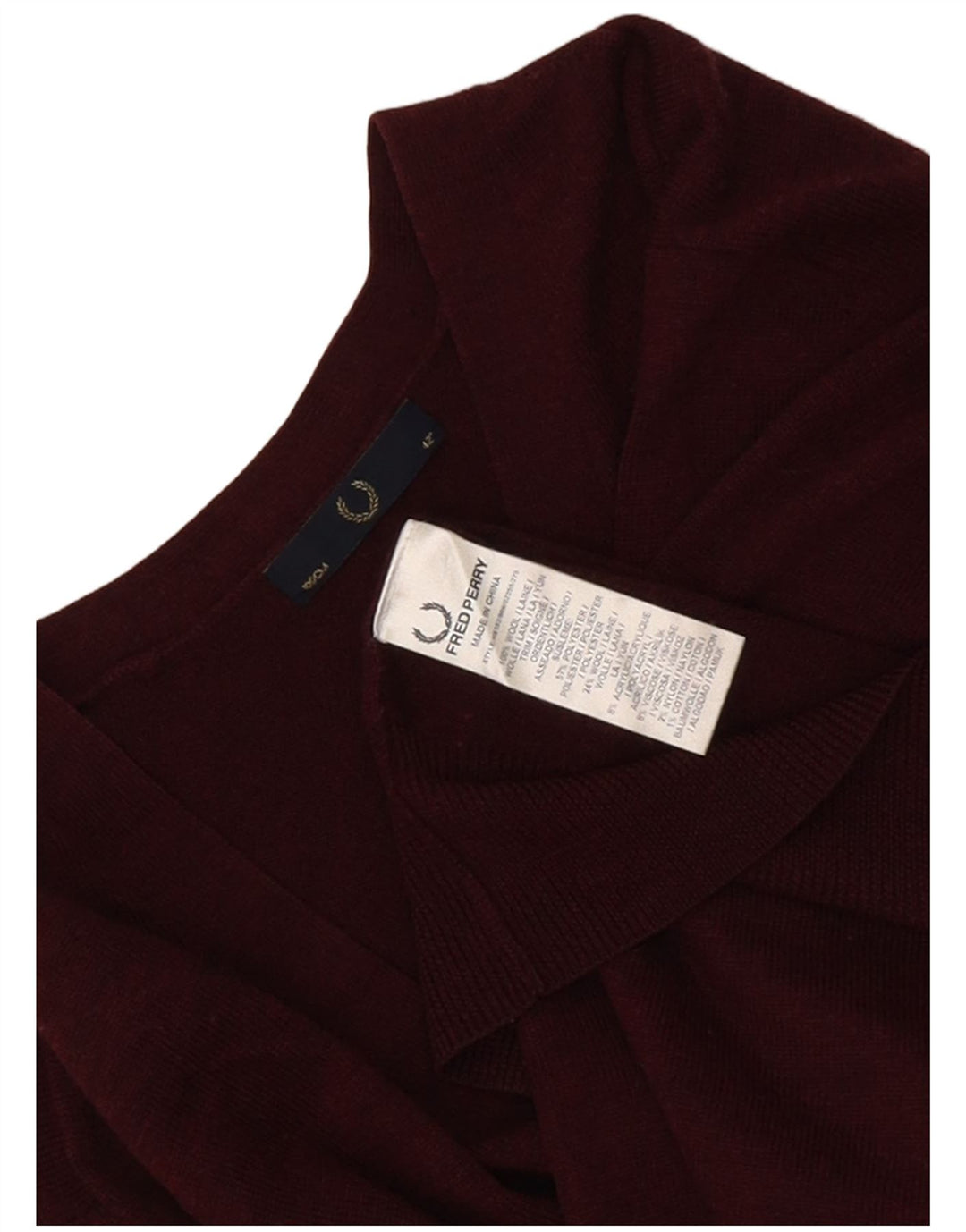 Suéter cardigã masculino Fred Perry médio lã cor de vinho