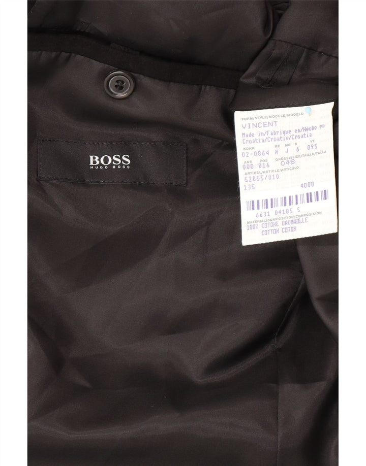 Jaqueta blazer masculina de 2 botões HUGO BOSS EU 48 algodão preto médio