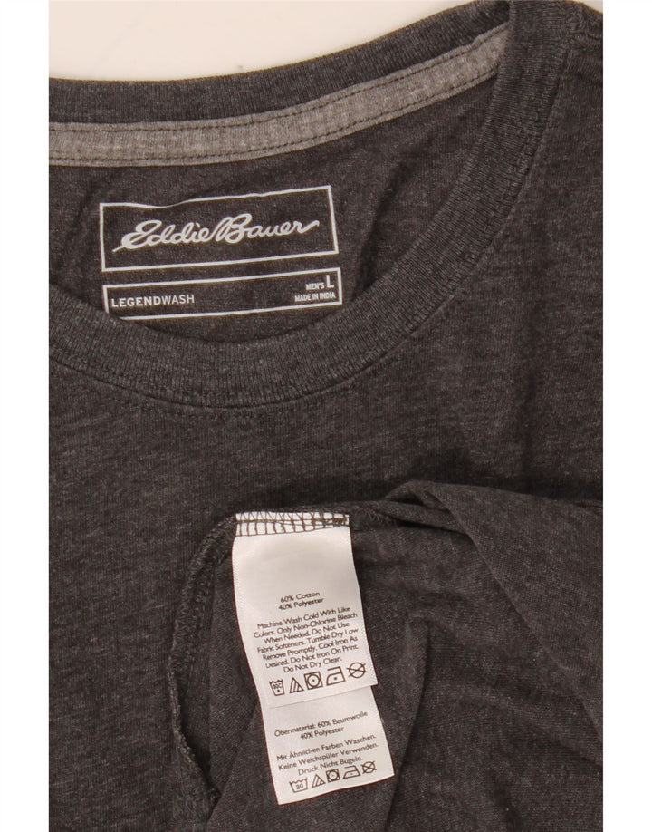 EDDIE BAUER Top masculino de manga comprida grande algodão cinza