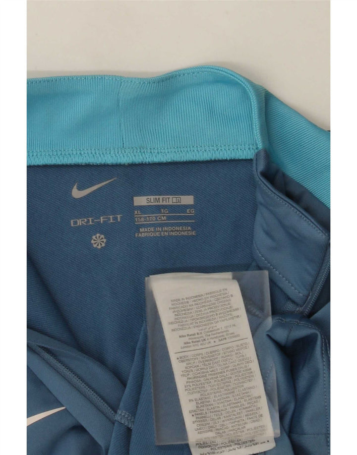 Nike Meninos Dri Fit Slim Zip Neck Pullover Treino Top 13-14 Anos XL Azul