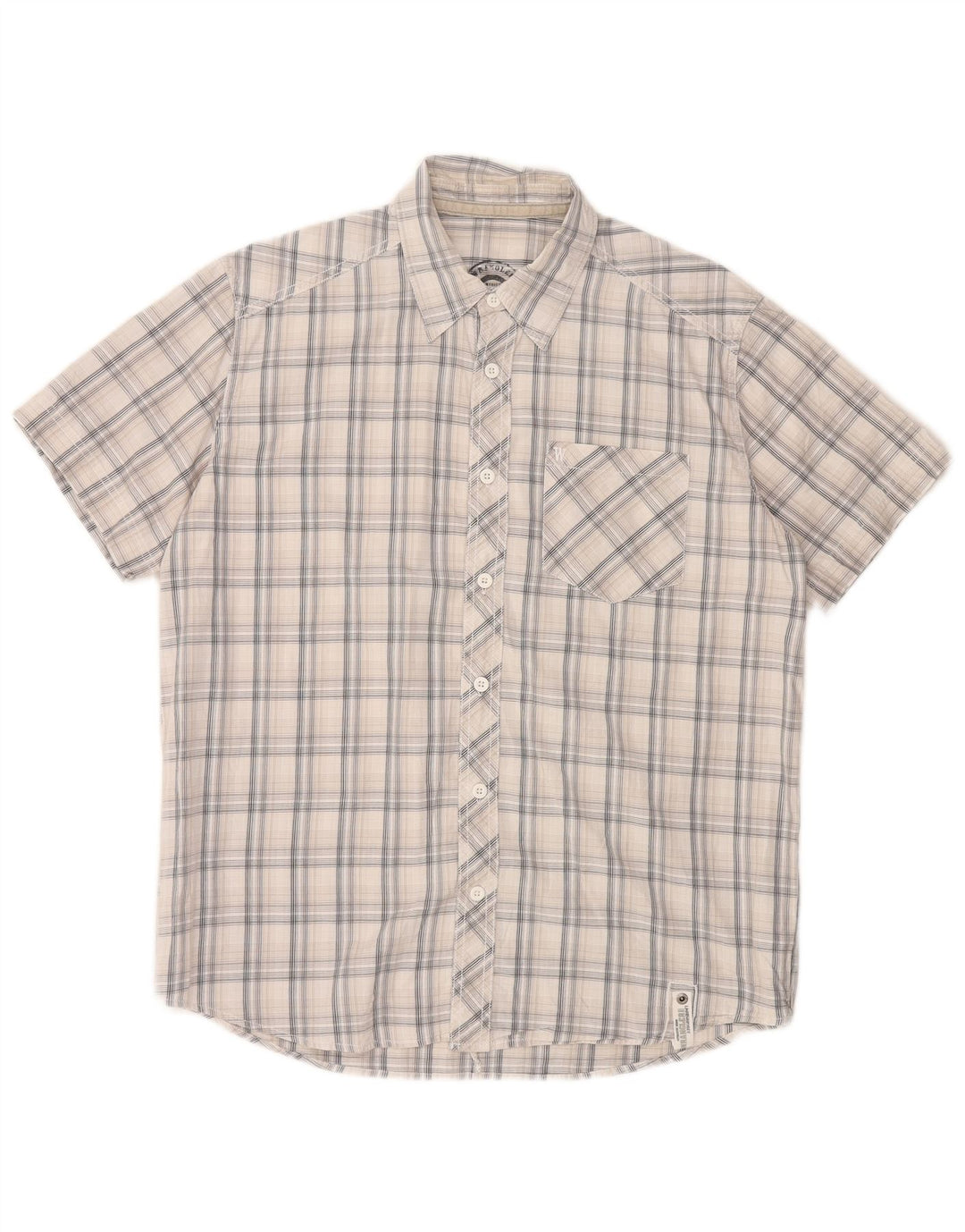 Wrangler Camisa masculina de manga curta médio branco xadrez algodão