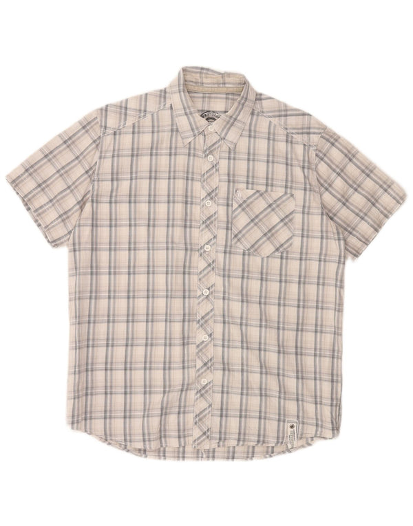 Wrangler Camisa masculina de manga curta médio branco xadrez algodão