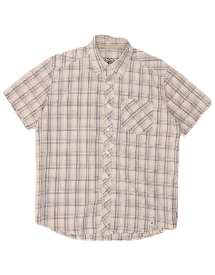 Wrangler Camisa masculina de manga curta médio branco xadrez algodão