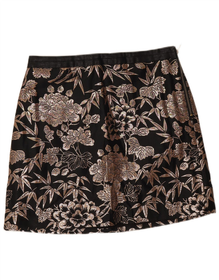 Minissaia feminina Oasis Reino Unido 12 média W30 preta floral